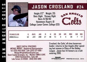 2010 Grandstand San Angelo Colts #NNO Jason Crosland Back