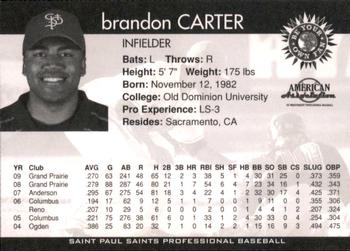2010 St. Paul Saints #NNO Brandon Carter Back