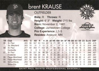 2010 St. Paul Saints #NNO Brent Krause Back