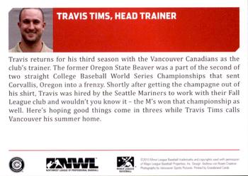 2010 Grandstand Vancouver Canadians #NNO Travis Tims Back