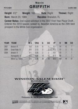 2010 Choice Winston-Salem Dash #8 Nevin Griffith Back