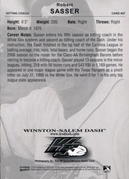 2010 Choice Winston-Salem Dash #27 Robert Sasser Back