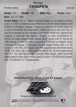 2010 Choice Winston-Salem Dash #28 Bobby Thigpen Back