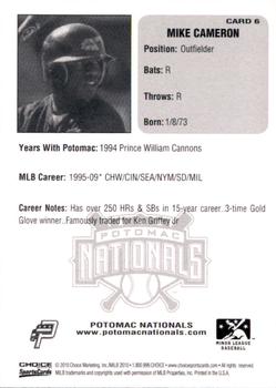 2010 Choice Potomac Nationals All-Time Team #6 Mike Cameron Back