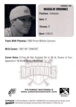 2010 Choice Potomac Nationals All-Time Team #26 Magglio Ordonez Back