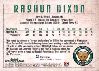2010 Grandstand Kane County Cougars SGA #NNO Rashun Dixon Back