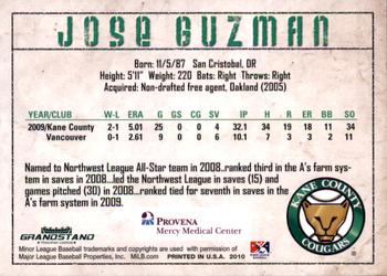 2010 Grandstand Kane County Cougars SGA #NNO Jose Guzman Back