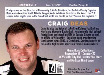 2010 Grandstand Lake County Captains SGA #NNO Craig Deas Back