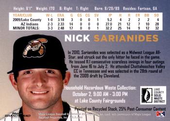 2010 Grandstand Lake County Captains SGA #NNO Nick Sarianides Back