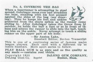 1933 DeLong Gum (R333) (reprint) #5 Charlie Gehringer Back