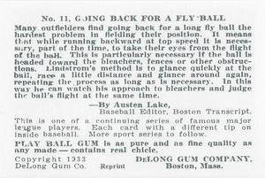1933 DeLong Gum (R333) (reprint) #11 Freddie Lindstrom Back