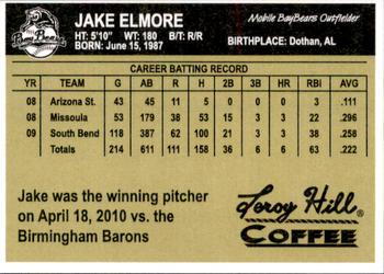 2010 Mobile BayBears #NNO Jake Elmore Back