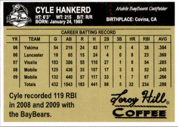 2010 Mobile BayBears #NNO Cyle Hankerd Back