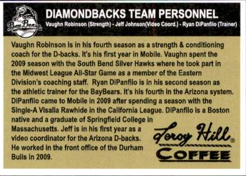 2010 Mobile BayBears #NNO Team Personnel (Vaughn Robinson / Jeff Johnson / Ryan DiPanfilo) Back