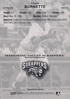 2010 Choice Mahoning Valley Scrappers #02 Chase Burnette Back