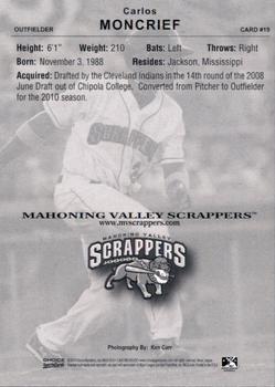 2010 Choice Mahoning Valley Scrappers #19 Carlos Moncrief Back