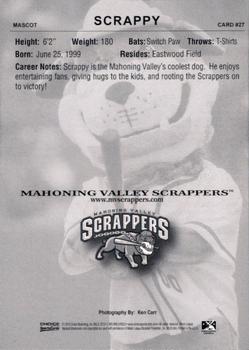 2010 Choice Mahoning Valley Scrappers #27 Scrappy Back