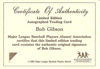1994 Nabisco All-Star Legends Autographs - Certificate of Authenticity #NNO Bob Gibson Front