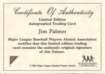 1994 Nabisco All-Star Legends Autographs - Certificate of Authenticity #NNO Jim Palmer Front