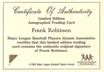 1994 Nabisco All-Star Legends Autographs - Certificates of Authenticity #NNO Frank Robinson Front