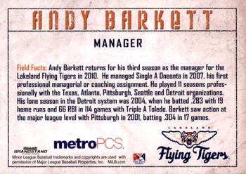 2010 Grandstand Lakeland Flying Tigers #NNO Andy Barkett Back