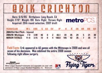 2010 Grandstand Lakeland Flying Tigers #NNO Erik Crichton Back
