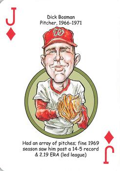 2013 Hero Decks Washington Senators & Nationals Baseball Heroes Playing Cards #J♦ Dick Bosman Front