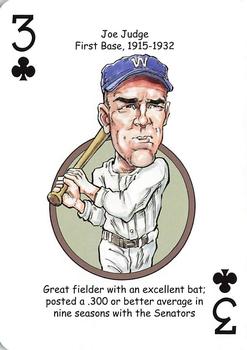 2013 Hero Decks Washington Senators & Nationals Baseball Heroes Playing Cards #3♣ Joe Judge Front