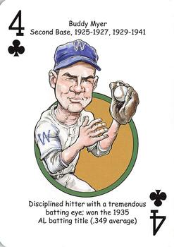 2013 Hero Decks Washington Senators & Nationals Baseball Heroes Playing Cards #4♣ Buddy Myer Front