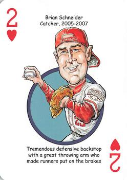 2013 Hero Decks Washington Senators & Nationals Baseball Heroes Playing Cards #2♥ Brian Schneider Front