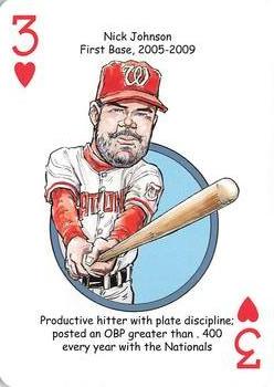2013 Hero Decks Washington Senators & Nationals Baseball Heroes Playing Cards #3♥ Nick Johnson Front