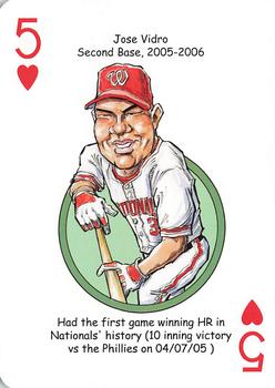 2013 Hero Decks Washington Senators & Nationals Baseball Heroes Playing Cards #5♥ Jose Vidro Front