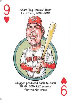 2013 Hero Decks Washington Senators & Nationals Baseball Heroes Playing Cards #9♥ Adam Dunn Front