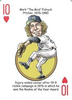 2016 Hero Decks Detroit Tigers Baseball Heroes Playing Cards #10♥ Mark Fidrych Front