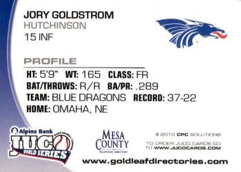 2010 Juco World Series Hutchinson Blue Dragons #NNO Jory Goldstrom Back