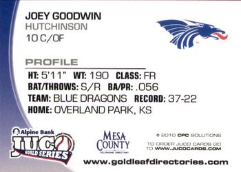 2010 Juco World Series Hutchinson Blue Dragons #NNO Joey Goodwin Back