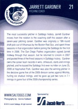 2010 Lincoln Saltdogs #NNO Jarrett Gardner Back