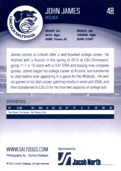 2010 Lincoln Saltdogs #NNO John James Back