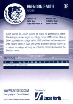 2010 Lincoln Saltdogs #NNO Brendon Smith Back