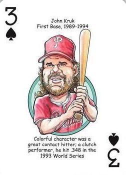 2013 Hero Decks Philadelphia Phillies Baseball Heroes Playing Cards #3♠ John Kruk Front