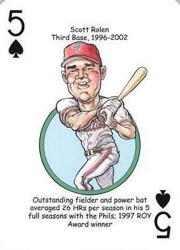 2013 Hero Decks Philadelphia Phillies Baseball Heroes Playing Cards #5♠ Scott Rolen Front