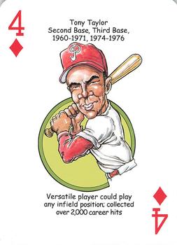 2013 Hero Decks Philadelphia Phillies Baseball Heroes Playing Cards #4♦ Tony Taylor Front