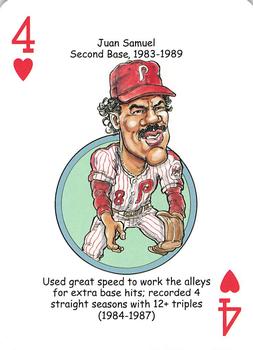 2013 Hero Decks Philadelphia Phillies Baseball Heroes Playing Cards #4♥ Juan Samuel Front