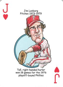 2013 Hero Decks Philadelphia Phillies Baseball Heroes Playing Cards #J♥ Jim Lonborg Front