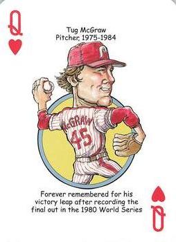 2013 Hero Decks Philadelphia Phillies Baseball Heroes Playing Cards #Q♥ Tug McGraw Front