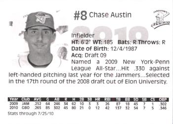 2010 Jamestown Jammers #NNO Chase Austin Back
