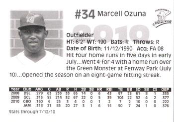 2010 Jamestown Jammers #NNO Marcell Ozuna Back