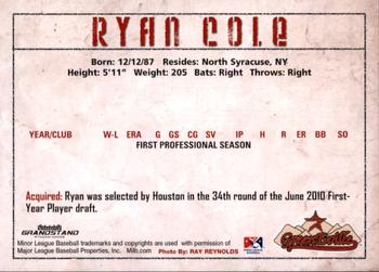 2010 Grandstand Greeneville Astros #NNO Ryan Cole Back