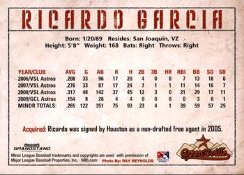 2010 Grandstand Greeneville Astros #NNO Ricardo Garcia Back