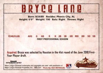2010 Grandstand Greeneville Astros #NNO Bryce Lane Back